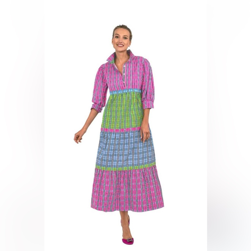 Gretchen Scott damsel maxi sunshine plaid size Medium dress